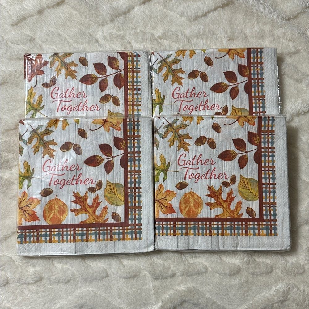 Greenbrier Gather Together Thanksgiving Square Shaped Napkins 24 x 4 packs
